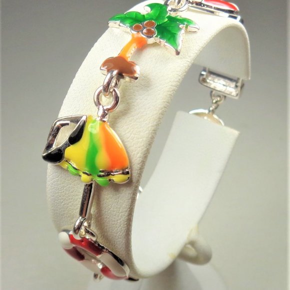 NAUTICAL THEME UMBRELLA & PALM TREES SEA BRACELET - Picture 5 of 8